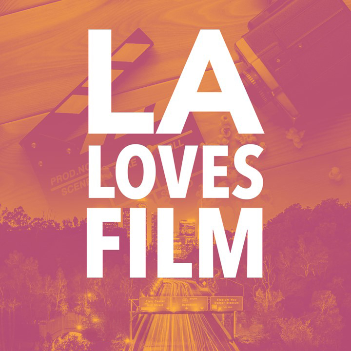 LA Loves Film logo imposed over collage background